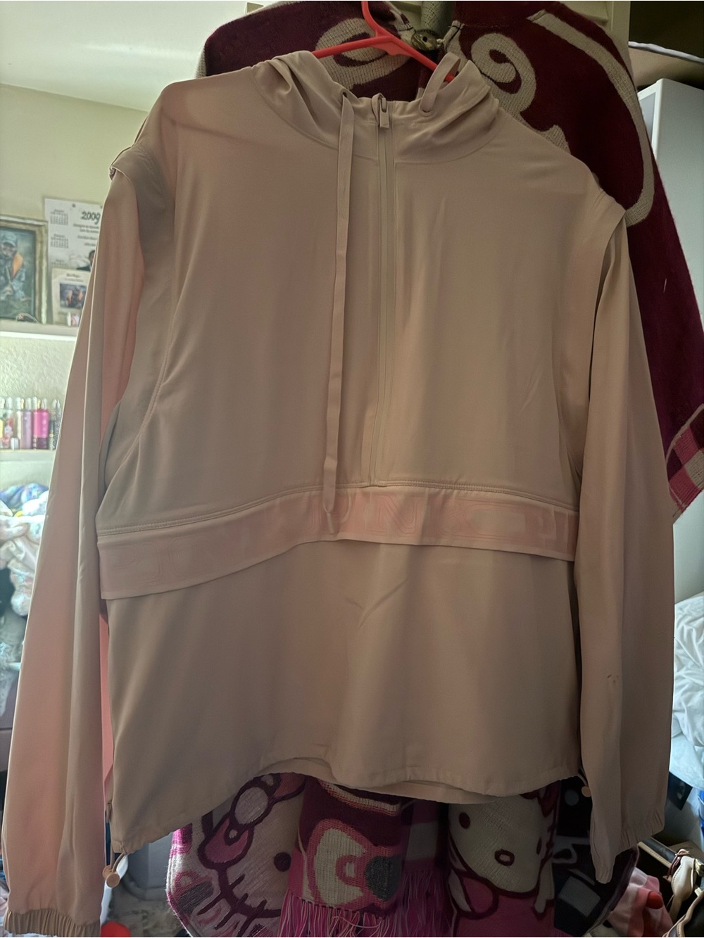 PINK Victoria's Secret Blush Pink Hooded Half-Zip Pullover